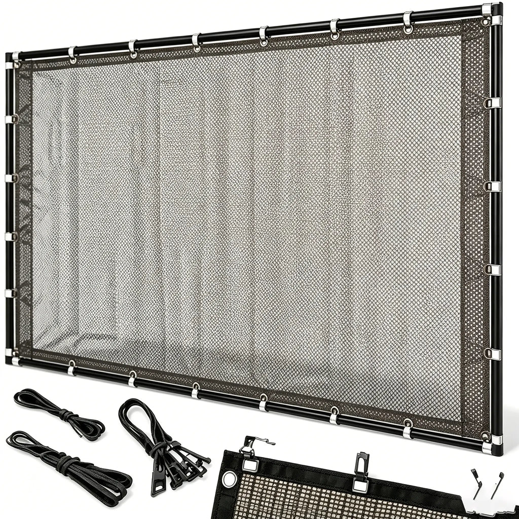 Premium 93% Blackout Shade Cloth - 10x13 Ft UV-Resistant Outdoor Netting with Reinforced Rivets for Camping, Garden, Patio, and Greenhouse Use