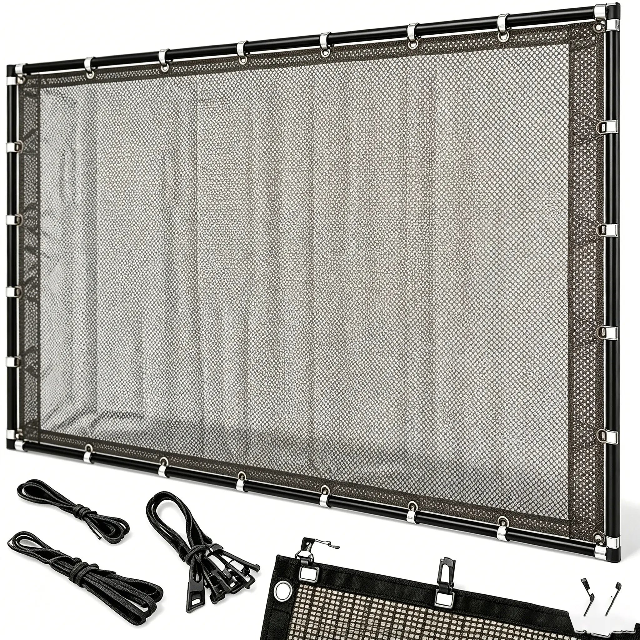 Premium 93% Blackout Shade Cloth - 10x13 Ft UV-Resistant Outdoor Netting with Reinforced Rivets for Camping, Garden, Patio, and Greenhouse Use